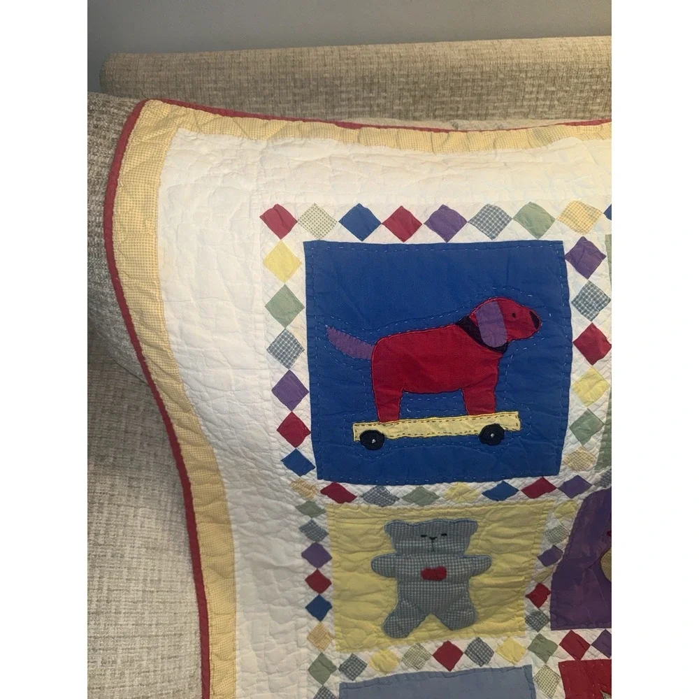 Baby Quilt Crib Blanket Nursery Wall Hanging Duck Bear Horse‎ Dog Cottage Core